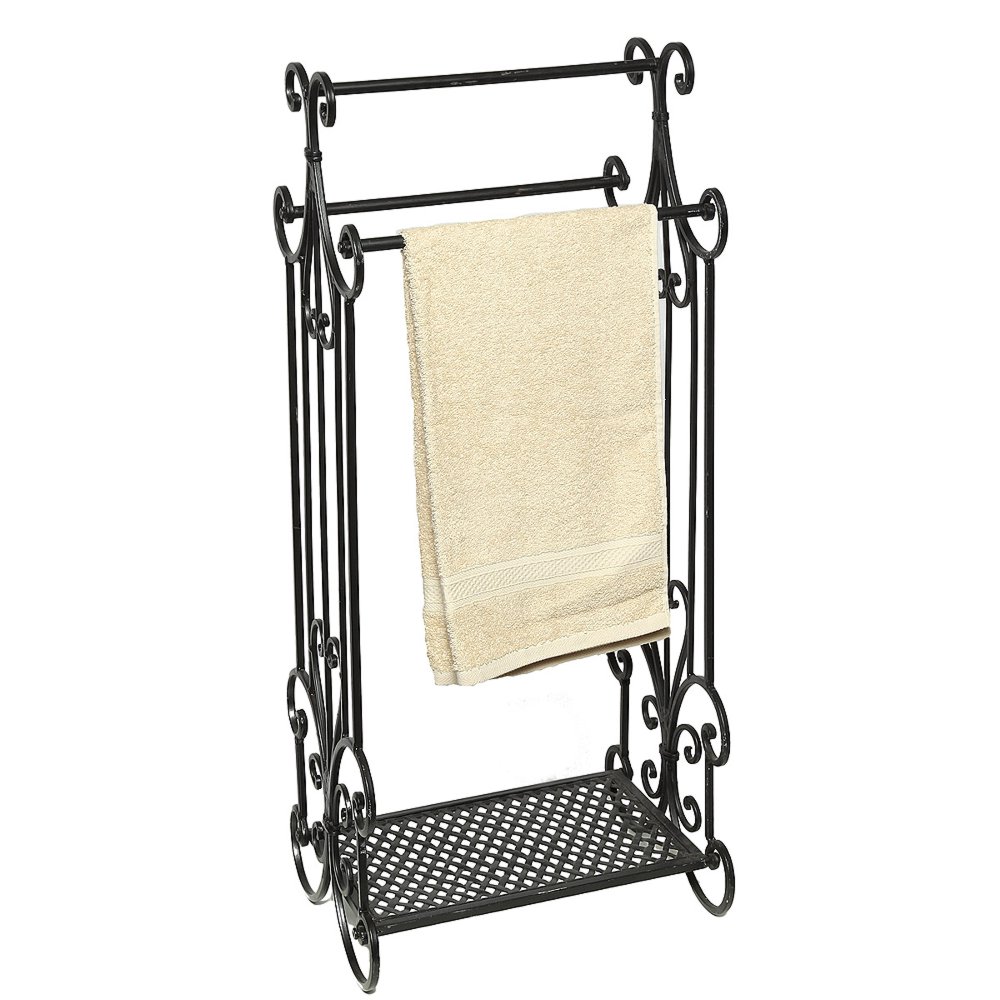 G1128 Victorian Towel Rail, Nostalgia Guest Towel Holder Iron Black