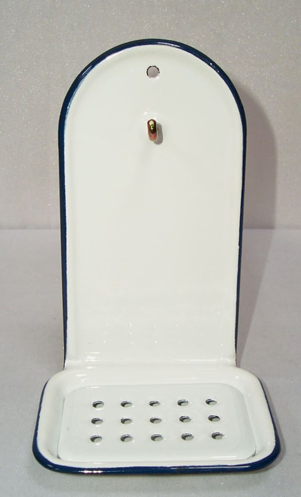G1574 Nostalgia Soap dish with Cup to the hang with Hook, Enamel white