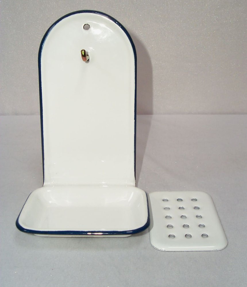 G1574 Nostalgia Soap dish with Cup to the hang with Hook, Enamel white
