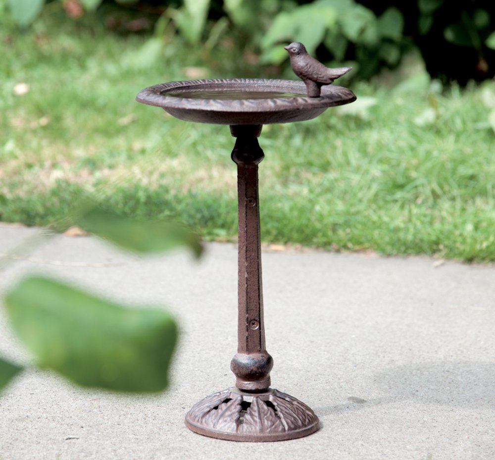 G2003 Gründerzeit Bird Bath, Nostalgia Bird Bath, Cast Iron Antique Rust Brown