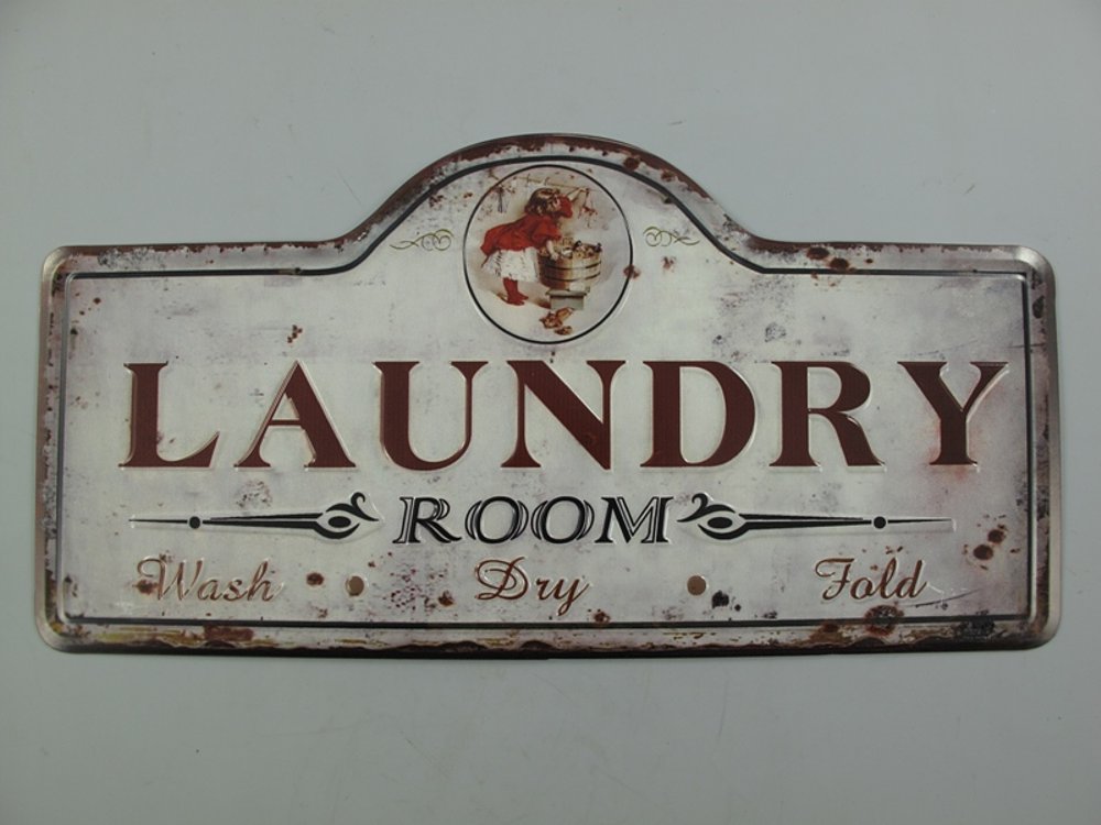 G3598: Nostalgie Blechschild, Laundry Room, Waschküche, Badezimmer