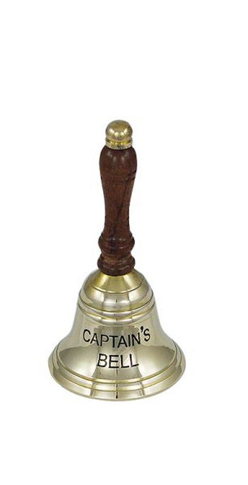 G4470 Captain Bell Table bell with wooden handle, Hand held bell, bell, Brass eBay